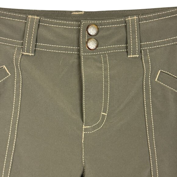 Athleta Brown Capri Cargo Pants Sz 6 Stretch Performance Contrast Stitching - Picture 4 of 13